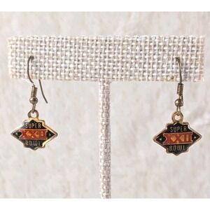 Vintage Super Bowl XXI Earrings 1987 NFL Peter David Inc Enamel Dangle